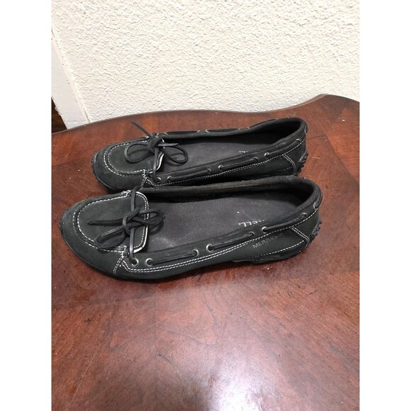 Merrell Women's Black Suede Moccasin Loafers Driving Shoes Size 7 Bow & Stitch D - Picture 4 of 12